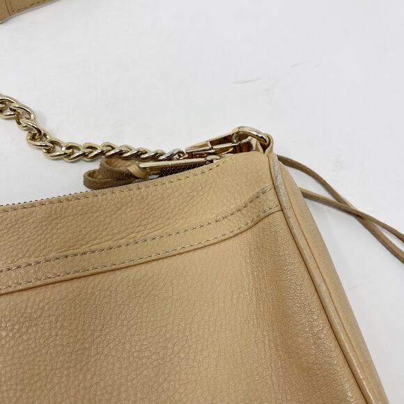 Rebecca Minkoff Nude Cream Mini Mac Crossbody Bag Chainlink Leather Zip Closure - Picture 12 of 16